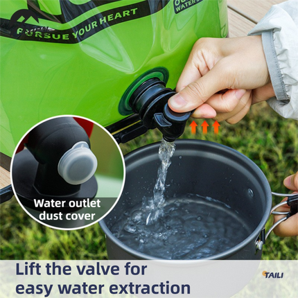 10L Green Outdoor Collapsible Water Storage Bag with Tap & Handle - Portable Camping Water Container for Hiking Picnic Travel and Emergency Water Storage