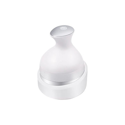 White Wireless Electric Scalp Massager with 28 Soft Silicone Massage Claws Storage Base - Rechargeable Hand-Simulated 4D Deep Kneading Head Massage Device for Humans and Pets