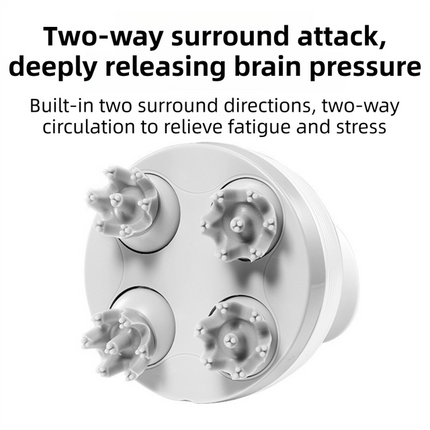 Blue Wireless Electric Scalp Massager with 28 Soft Silicone Massage Claws Storage Base - Rechargeable Hand-Simulated 4D Deep Kneading Head Massage Device for Humans and Pets