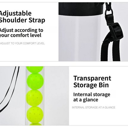 Portable Pickleball Retriever Tube & 6PCS Green 74mm 40-Hole Pickleballs – Back-Saving Transparent 6 Balls Picker Upper with Adjustable Shoulder Strap for Outdoor Play Training