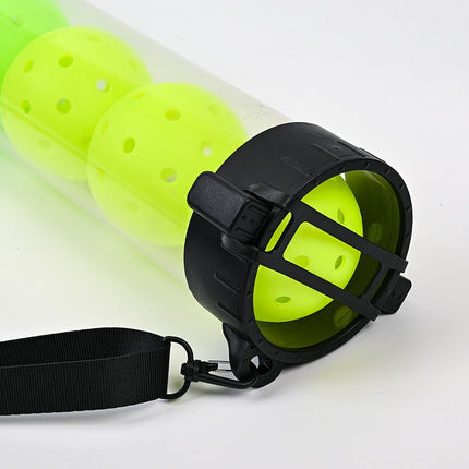 Portable Pickleball Retriever Tube & 6PCS Blue 74mm 40-Hole Pickleballs – Back-Saving Transparent 6 Balls Picker Upper with Adjustable Shoulder Strap for Outdoor Play Training