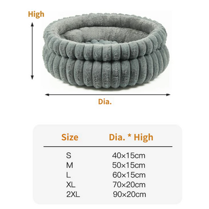 Coffee Plush Round Pet Bed with Gap Entry & Removable Cushion S Size - Thickened Warm Anti Slip Cats and Dogs Donut Nest for All Seasons, Cozy and Soft Sleeping Bed for Home Use, S Size 40*40*15CM