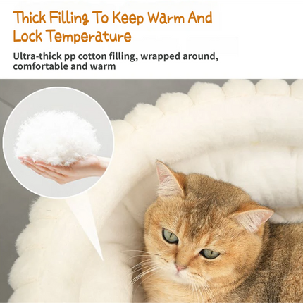 Pink Plush Round Pet Bed with Gap Entry & Removable Cushion S Size - Thickened Warm Anti Slip Cats and Dogs Donut Nest for All Seasons, Cozy and Soft Sleeping Bed for Home Use, S Size 40*40*15CM