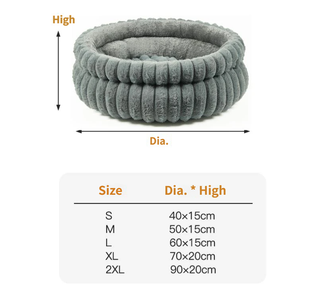 White Plush Round Pet Bed with Gap Entry & Removable Cushion S Size - Thickened Warm Anti Slip Cats and Dogs Donut Nest for All Seasons, Cozy and Soft Sleeping Bed for Home Use, S Size 40*40*15CM