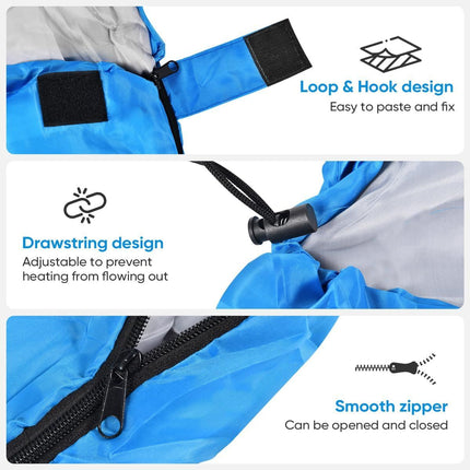 210 x 75cm Blue Portable Envelope Camping Sleeping Bag 1.3kg Thickened Warm Sleeping Bag with Carry Bag, Convertible Blanket Design & 4 Seasons Cold Weather or Warm for Hiking Travel Indoor Outdoor Use