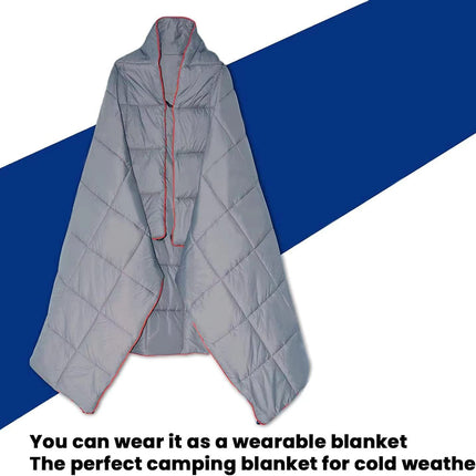 200x140cm Green Large Outdoor Camping Imitation Silk Cotton Wearable Warmth Blanket, Quilted Poncho Shawl Throw with Storage Bag, Lightweight Warm Camping Quilt for Camping Travel Home Use