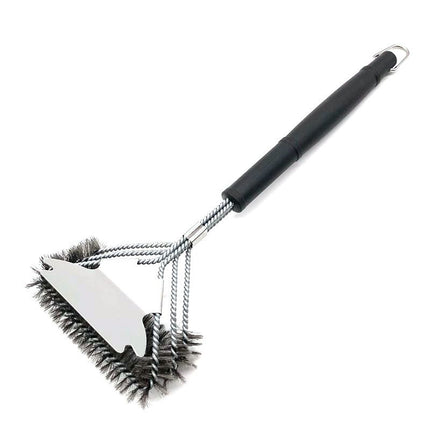 3-Row Heavy Duty BBQ Wire Grill Cleaning Brush with Scraper, Barbecue Grill Grate Cleaner for Gas Charcoal Smokers and Outdoor BBQ Use