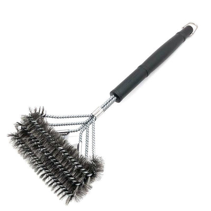 3-Row Heavy Duty BBQ Wire Grill Cleaning Brush with Scraper, Barbecue Grill Grate Cleaner for Gas Charcoal Smokers and Outdoor BBQ Use