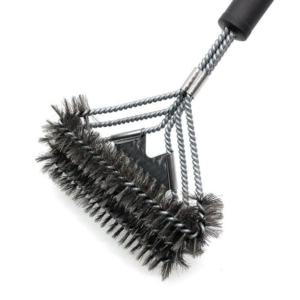 3-Row Heavy Duty BBQ Wire Grill Cleaning Brush with Scraper, Barbecue Grill Grate Cleaner for Gas Charcoal Smokers and Outdoor BBQ Use