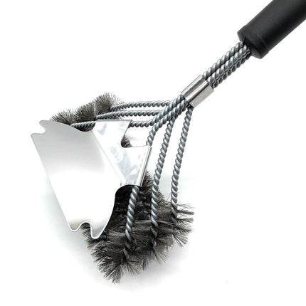3-Row Heavy Duty BBQ Wire Grill Cleaning Brush with Scraper, Barbecue Grill Grate Cleaner for Gas Charcoal Smokers and Outdoor BBQ Use