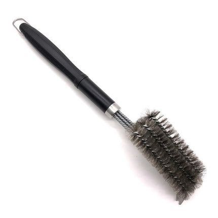 BBQ Grill Cleaning Brush with 3-Row Stainless Steel Wire Bristles, Detachable Handle and Scraper - Heavy Duty BBQ Cleaning Tool for Grill Grates, Smokers and Outdoor Barbecue Use
