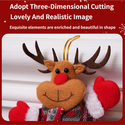 4-Piece Christmas Hanging Plush Ornaments Set - Classic Santa Claus, Snowman, Reindeer & Bear Tree Decor, Christmas in July, Winter Christmas, Yulefest, Secret Santa Gift