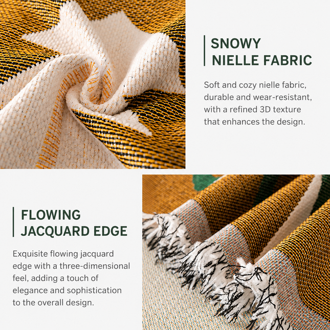 180 x 130 CM Christmas Jacquard Chenille Sofa Cover Throw Blanket with Tassel Fringe (Style – product detail