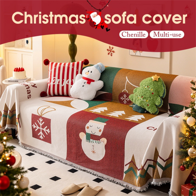 180 x 230 CM Christmas Jacquard Chenille Sofa Cover Throw Blanket with Tassel Fringe (Style
