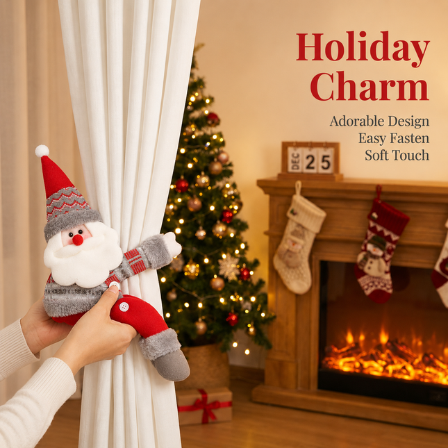 Santa Claus Christmas Curtain Tiebacks Large Plush Doll V888-ELOSUNG52353