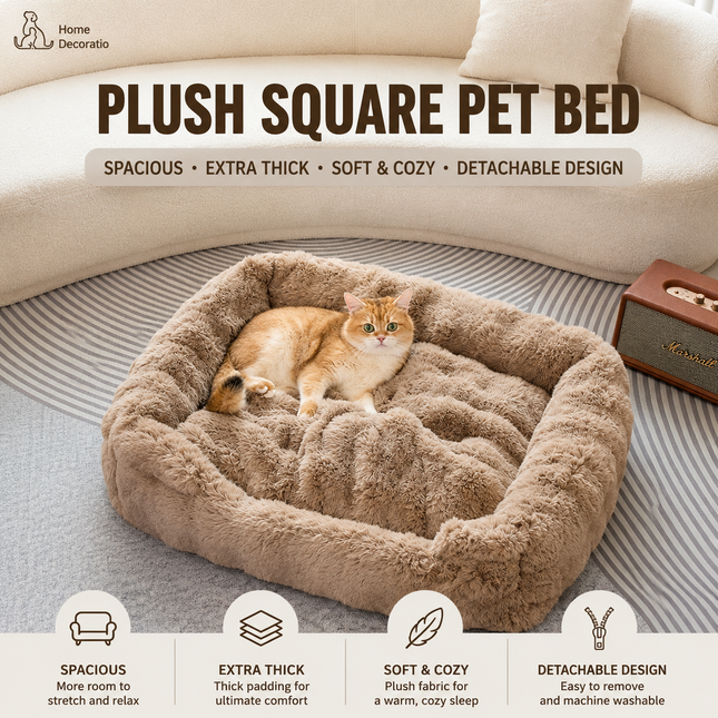Brown Bubble Plush Pet Sofa Bed with Removable Cushion M Size 70 55 23 cm – product detail
