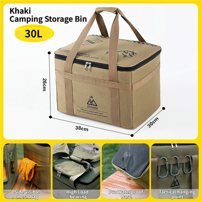 30L Collapsible Outdoor Tactical Organizer Oxford Fabric Large Capacity Camping Gear Storage Bin