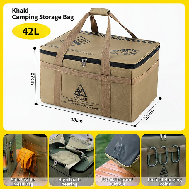 42L Collapsible Outdoor Tactical Organizer Oxford Fabric Large Capacity Camping Gear Storage Bin