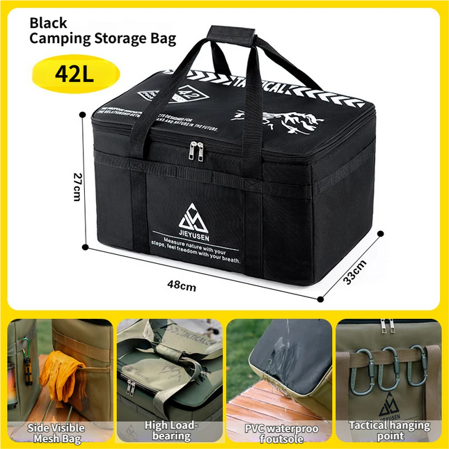 42L Collapsible Outdoor Tactical Organizer Oxford Fabric Large Capacity Camping Gear Storage Bin
