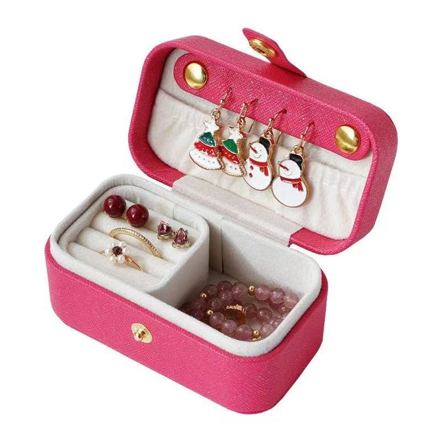 Red Waterproof PU Leather Jewelry Travel Case with Removable Ring Tray Portable Mini Jewelry Organizer Box