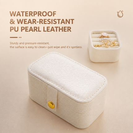 Red Waterproof PU Leather Jewelry Travel Case with Removable Ring Tray, Portable Mini Jewelry Organizer Box for Rings Earrings Necklaces Lipstick