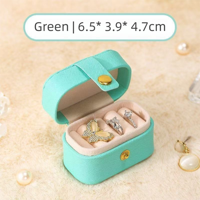 Blue Waterproof PU Leather Jewelry Travel Case Portable Mini Jewelry Organizer Box for Rings Earrings