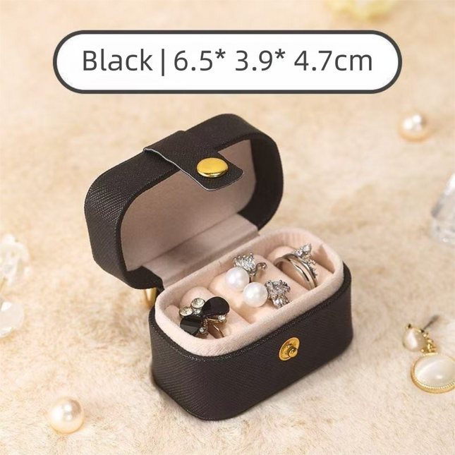 White Waterproof PU Leather Jewelry Travel Case Portable Mini Jewelry Organizer Box for Rings Earrings