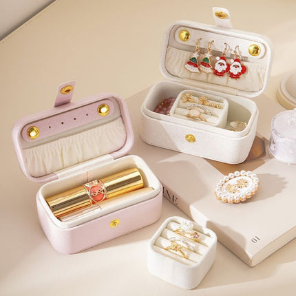 White Waterproof PU Leather Jewelry Travel Case Portable Mini Jewelry Organizer Box for Rings Earrings – product detail