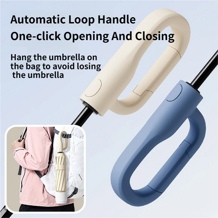 Black Foldable Automatic Open Umbrella with Retractable Waterproof Sleeve, Clip Handle and Winproof Dual Rib - Lightweight Rain Sun Umbrella, Large Diameter 105cm, Compact 37cm Storage, Flower Pattern Appears When Wet