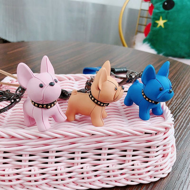 Blue Cute Resin French Bulldog Keychain Pendant for Backpacks and Keys Trendy Frenchie Dog Bag – product detail