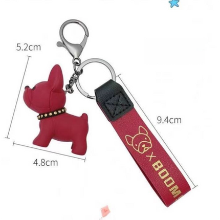 Wine Red Cute Resin French Bulldog Keychain Pendant for Backpacks and Keys – Trendy Frenchie Dog Bag Hanging Ornament, Stylish Accessory Solution for Local Trendsetters