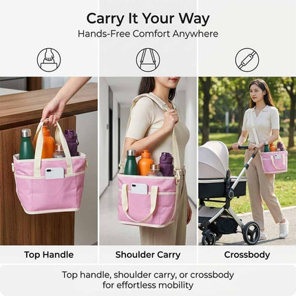Black and Purple Foldable 4-Zone Car Insulated Drink Carrier Bag Bonus 2 Pack Mutifunctional Headrest Hook Phone Holders, No-Spill Car Cup Holder Organizer and Back Seat Mobile Phone Mount Travel Set for Most Water Bottles
