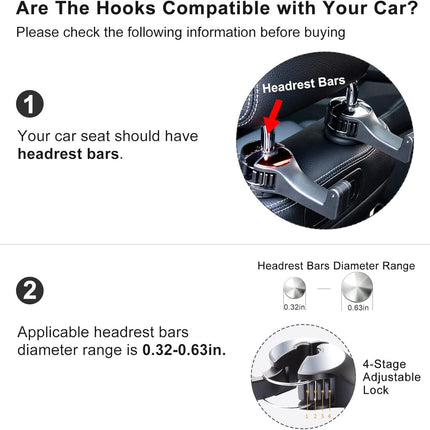 4 Pack Blue Car Headrest Hook with Phone Holder for Purses Bags and 4-6.5 Inch Smartphones, Universal 360 Rotation Back Seat Storage Hook and Mobile Stand