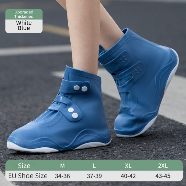 Thickened Waterproof Silicone Rain Shoe Covers with Adjustable Double Buckle Closure Durable Non-Slip (EU