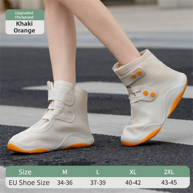 Thickened Waterproof Silicone Rain Shoe Covers with Adjustable Double Buckle Closure Durable Non-Slip (EU