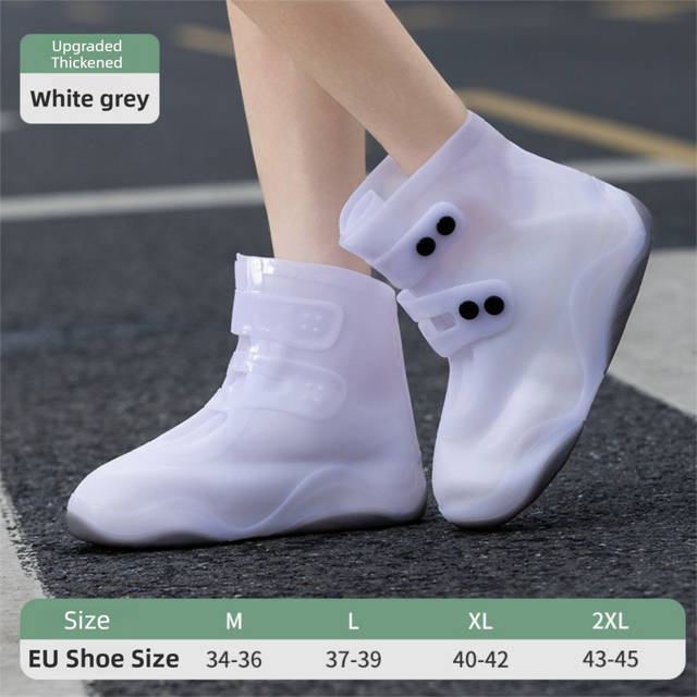 Thickened Waterproof Silicone Rain Shoe Covers with Adjustable Double Buckle Closure Durable Non-Slip (EU