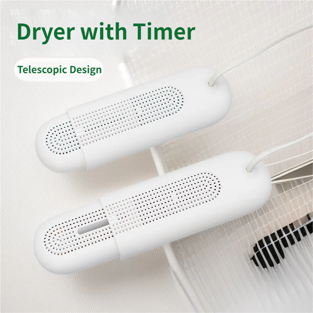 USB Powered Telescopic Shoe Dryer with 3 Level Timer and Multi Airflow Hole Adjustable for