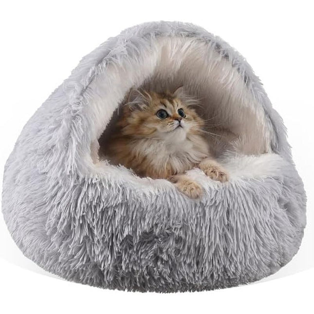 Grey Winter Long Plush Round Donut Cat Bed XL Size Dia V888-ELOSUNG52469