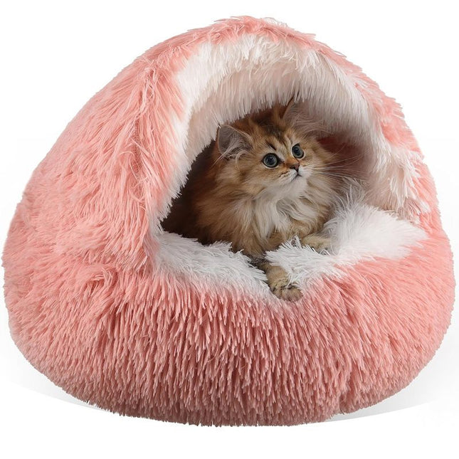 Pink Winter Long Plush Round Donut Cat Bed XL Size Dia V888-ELOSUNG52475