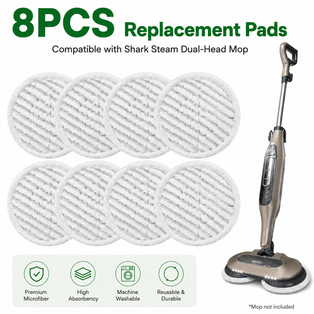 Style 4 Shark Steam Dual-Head Mop Replacement Pads 8 V888-ELOSUNG52480
