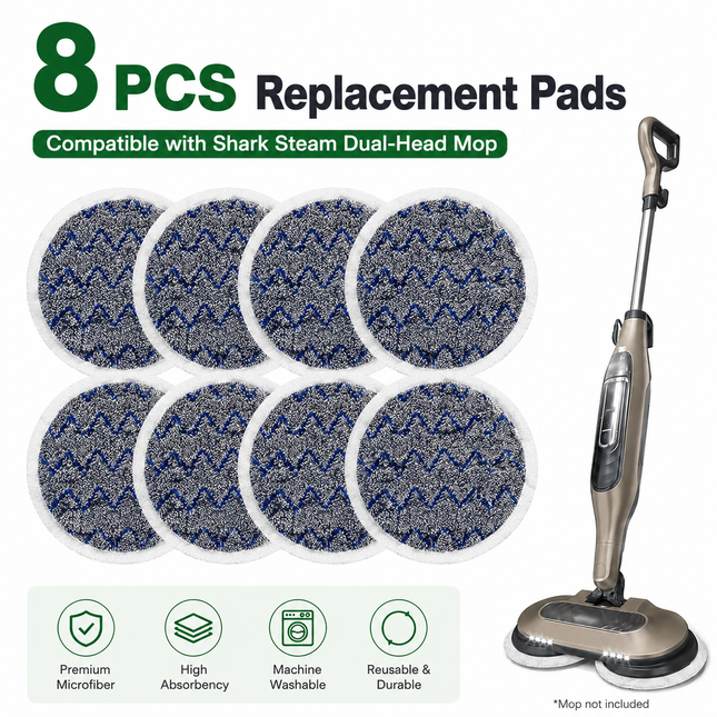 Style 6 Shark Steam Dual-Head Mop Replacement Pads 8 V888-ELOSUNG52482