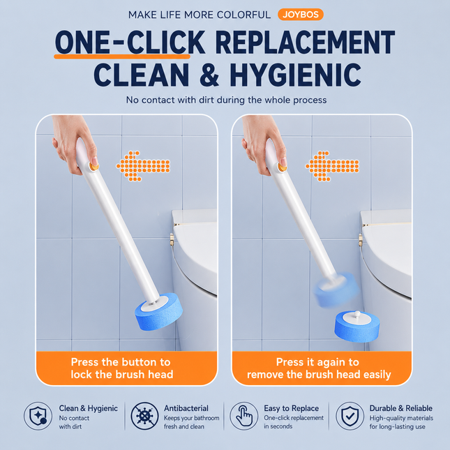 Automatic Flip-Open Disposable Toilet Brush Set with 21 Cleaning Refill Heads Wall Mounted – product detail