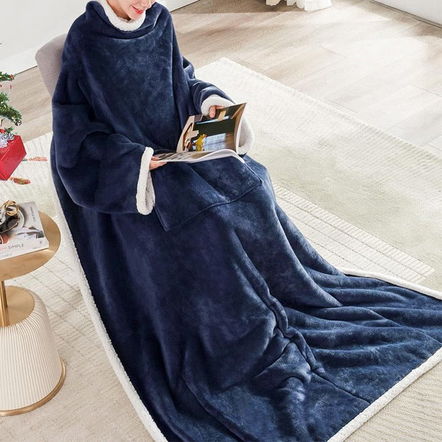 Grey 180 x 120CM Extra Large Wearable Wrap Blanket with Sleeves and Large Pocket Cozy – product detail