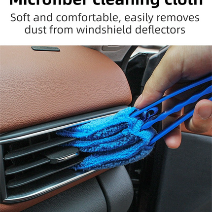 4 Pack Red Shutter and Car AC Vent Cleaner Brush with Washable Microfiber Cleaning Cloth – Reusable Window Blind Dust Remover for Air Vent, Car AC Vent, Fan & Narrow Gap