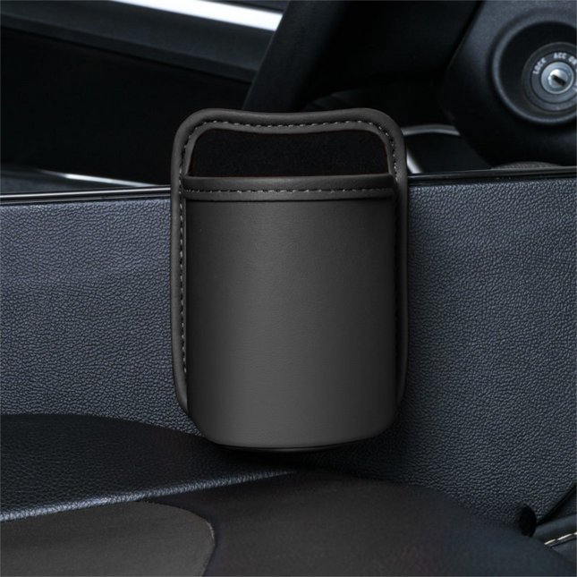 Black Waterproof Leather Car Hanging Storage Organizer with Back Clip 14.5 x 10.5CM Mutifunctional
