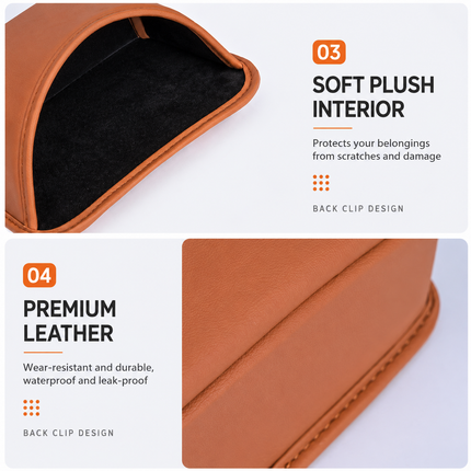 Black Waterproof Leather Car Hanging Storage Organizer with Back Clip 20 x 14.5CM – Mutifunctional Car Trash Bin Cup Holder Phone Storage Pocket for Seat Back, Door & Center Console