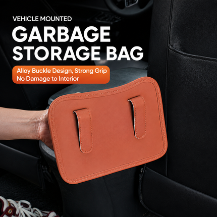 Wine Red Waterproof Leather Car Hanging Storage Organizer with Back Clip 14.5 x 10.5CM – Mutifunctional Car Trash Bin Cup Holder Phone Storage Pocket for Seat Back, Door & Center Console