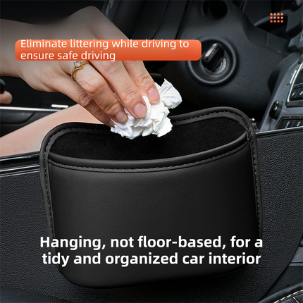 Wine Red Waterproof Leather Car Hanging Storage Organizer with Back Clip 14.5 x 10.5CM – Mutifunctional Car Trash Bin Cup Holder Phone Storage Pocket for Seat Back, Door & Center Console