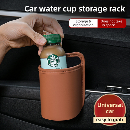 Wine Red Waterproof Leather Car Hanging Storage Organizer with Back Clip 20 x 14.5CM – Mutifunctional Car Trash Bin Cup Holder Phone Storage Pocket for Seat Back, Door & Center Console