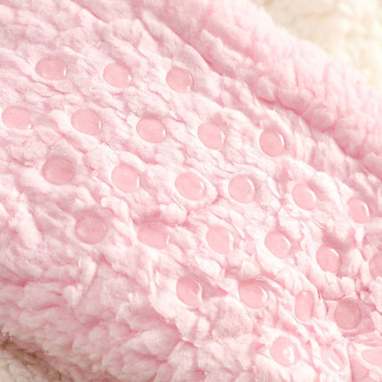 White Winter Women’s Cute Bear Plush Knee High Slipper Socks – Warm Fleece Floor Socks and Sleeping Socks with Non-Slip Grips, One Size for EU 35-40